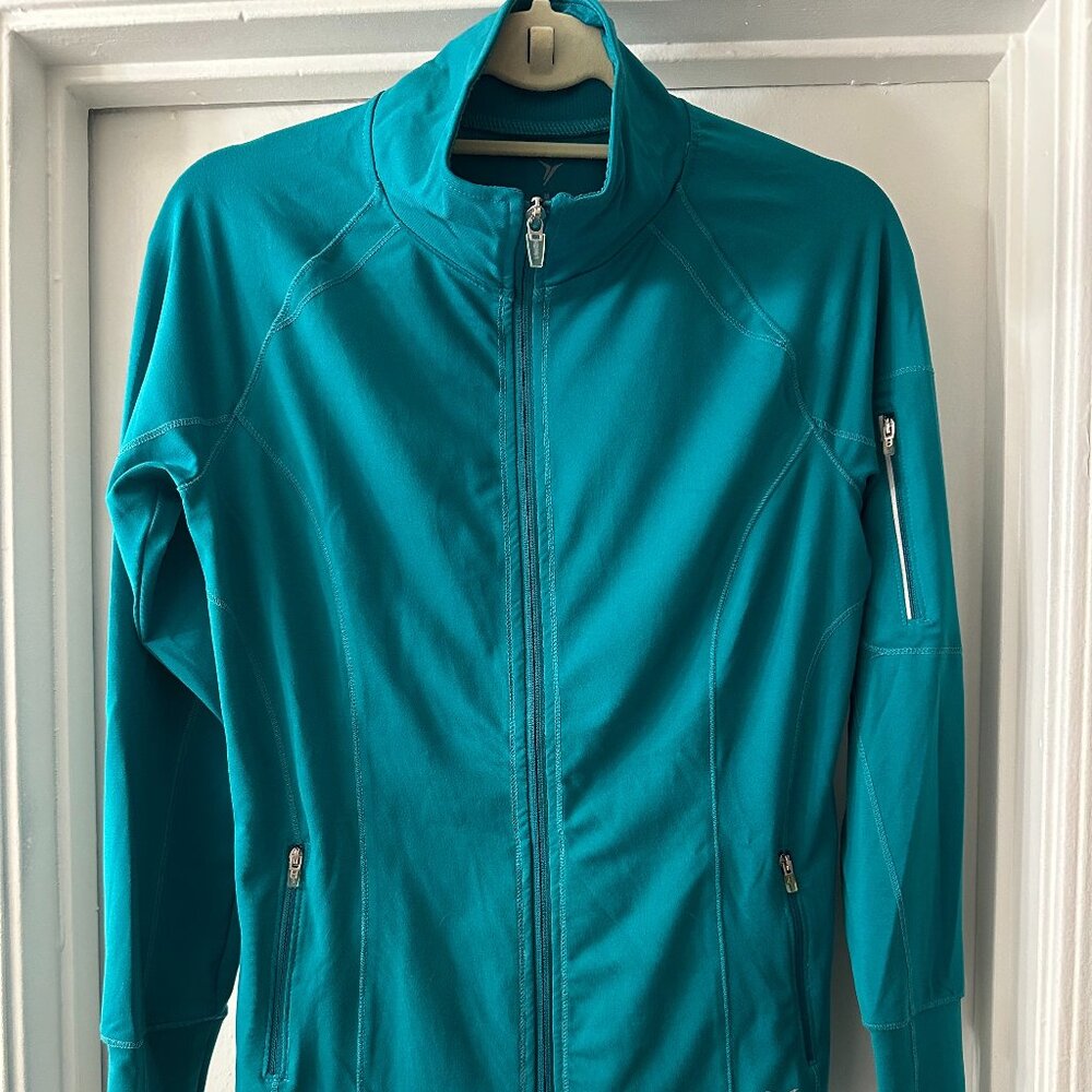 Old Navy Active Teal Full-Zip Workout Jacket With Three Pockets And Thumbholes